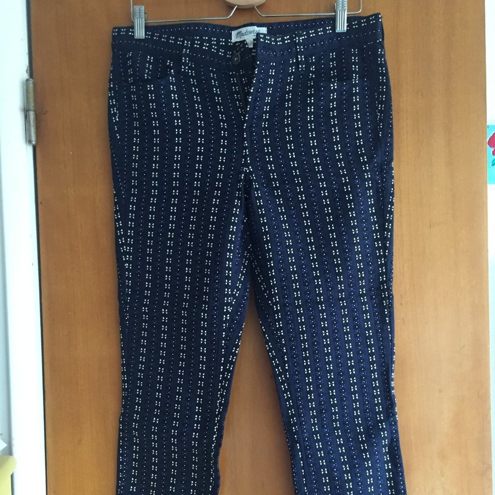 NWT Madewell Embroidered Blue Pants Size 8